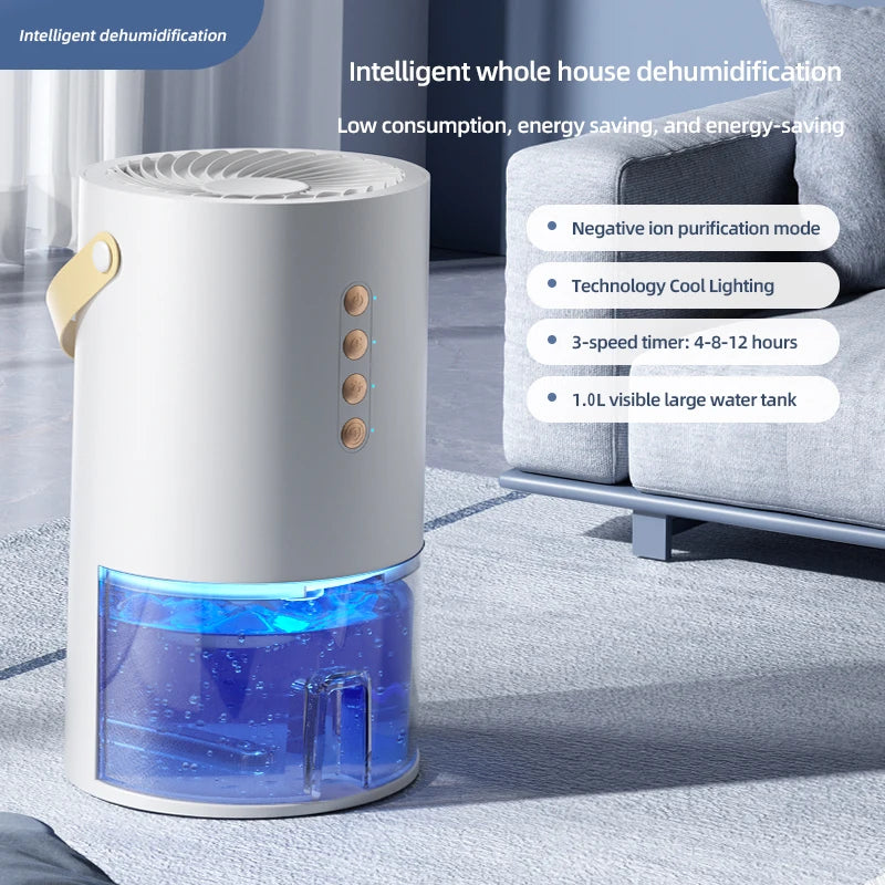 1000mlDehumidifier for Home Office Negative ions Eliminate Damp Mold and Moisture and Portable Energy Efficient Air Dehumidifier