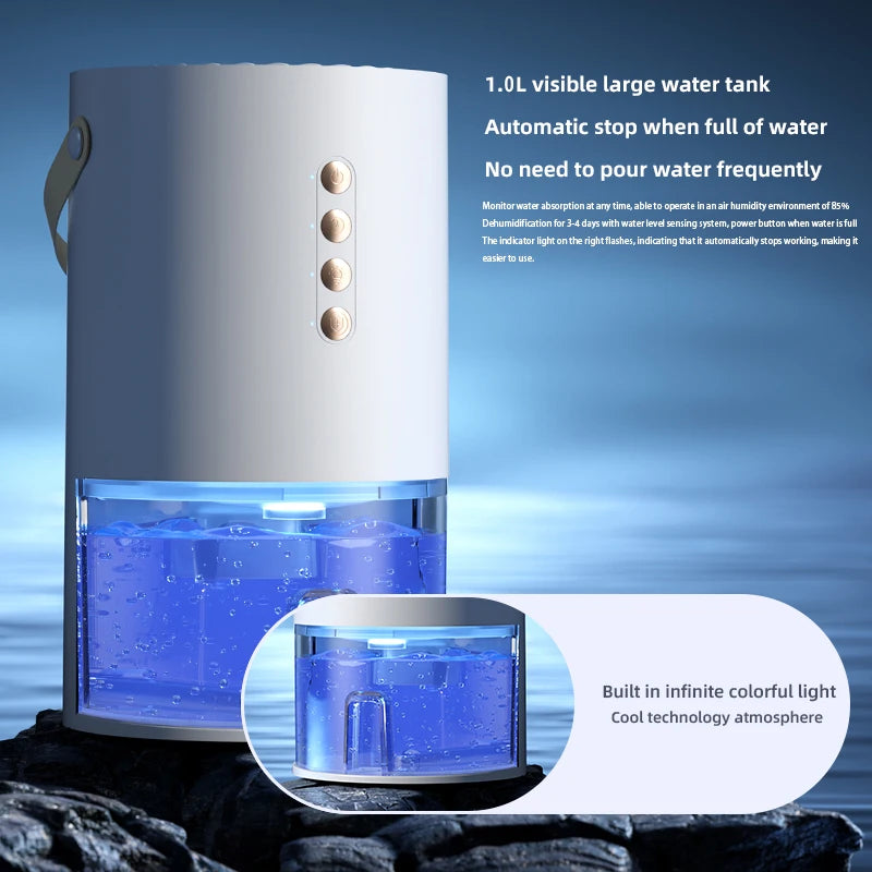 1000mlDehumidifier for Home Office Negative ions Eliminate Damp Mold and Moisture and Portable Energy Efficient Air Dehumidifier