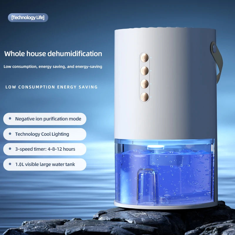 1000mlDehumidifier for Home Office Negative ions Eliminate Damp Mold and Moisture and Portable Energy Efficient Air Dehumidifier
