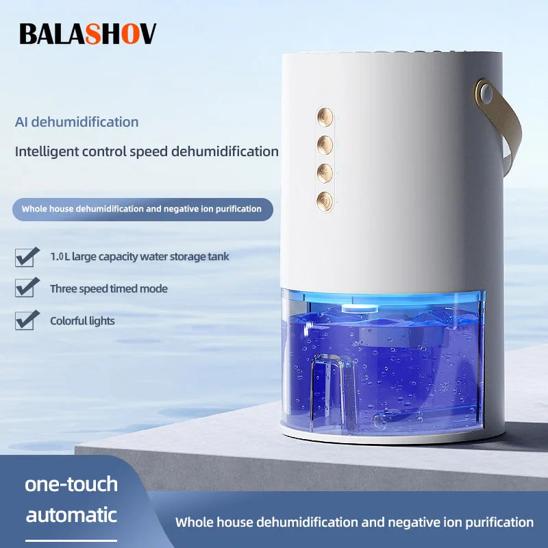 1000mlDehumidifier for Home Office Negative ions Eliminate Damp Mold and Moisture and Portable Energy Efficient Air Dehumidifier